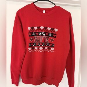 Red “Swiftie” Holiday Sweatshirt | Bella + Canvas Fleece | Size S